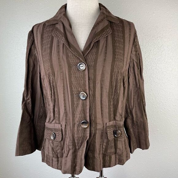 Nine & Co. Tops - Nine & Company Brown Button Down Jacket Size 12 EUC